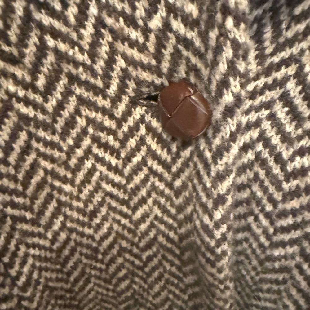 Lauren Ralph Lauren Wool Cashmere Herringbone Shawl Cardigan Brown M - Picture 4 of 8